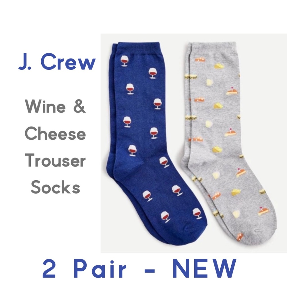 J. Crew Wine & Cheese Trouser Sock - 2 Pair NWT